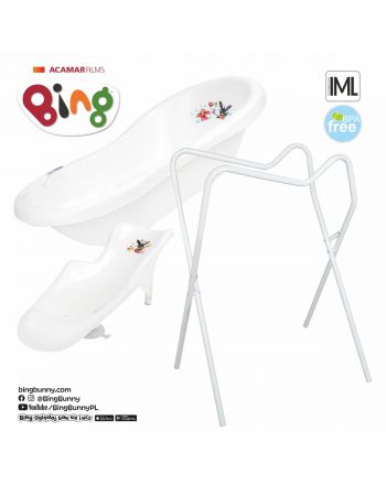 Set Bing - stojak uniwersalny +wanna 84cm z korkiem + fotelik z matą 