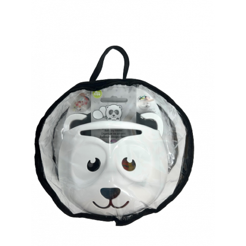 Organizer na zabawki PANDA w kosmetyczce z zabawkami, Biały/Czarny
